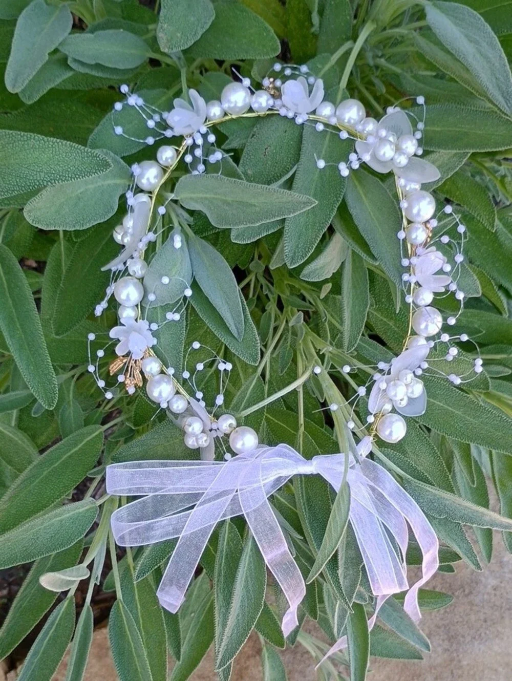 Pearl Floral Ribbon Forest Fairy Fairycore Fantasy Headpiece